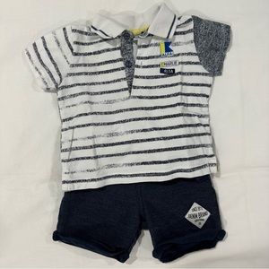 Baby Boy Alfa Charlie Delta Striped Polo & Shorts